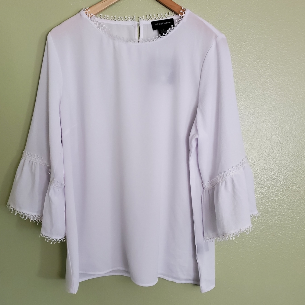 Liz Claiborne White Flowy Shirt